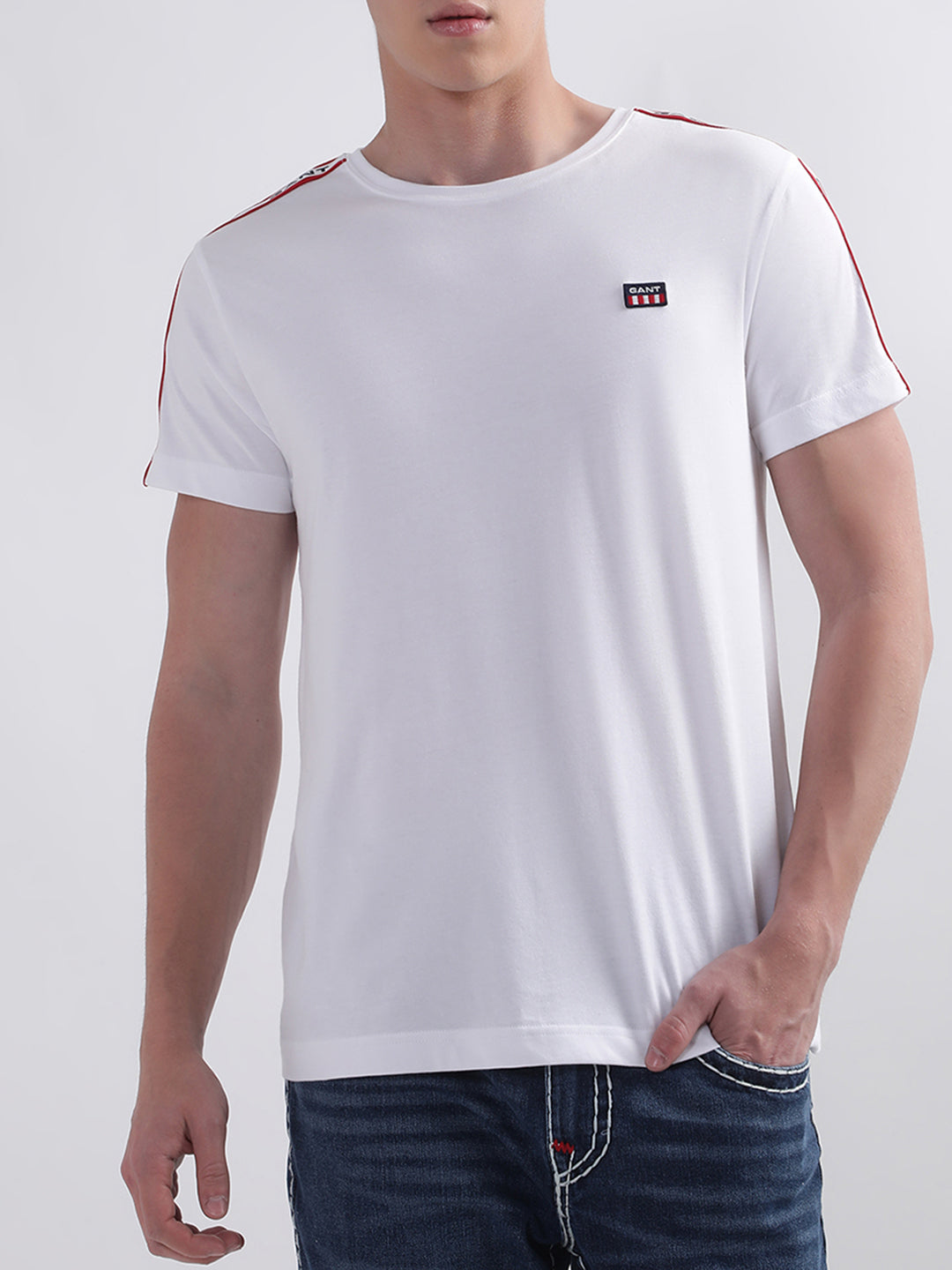 Gant White Shoulder Tape Regular Fit T-Shirt