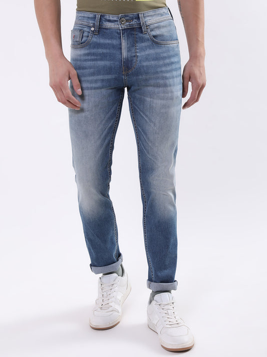 Iconic Men Blue Embroidered Skinny Fit Jeans