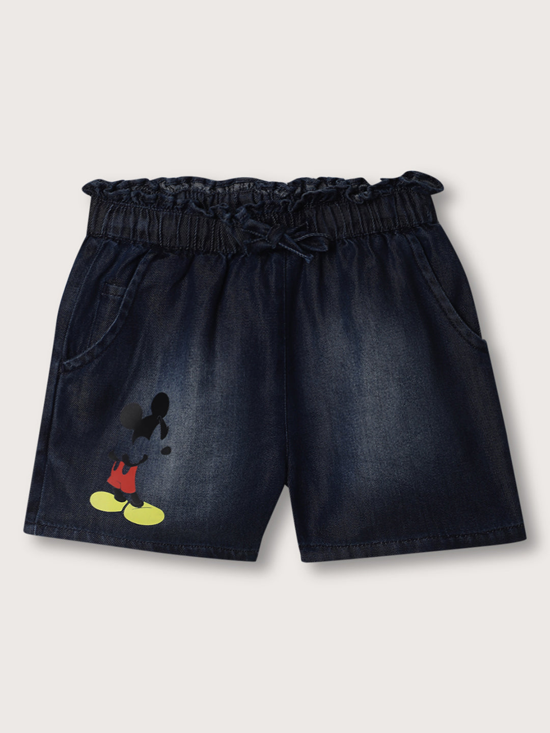 Blue Giraffe Girls Dark Blue Washed Regular Fit Shorts