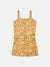 Elle Kids Girls Yellow Printed Round Neck Playsuit