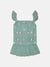 Blue Giraffe Girls Green Embroidered Square Neck Top