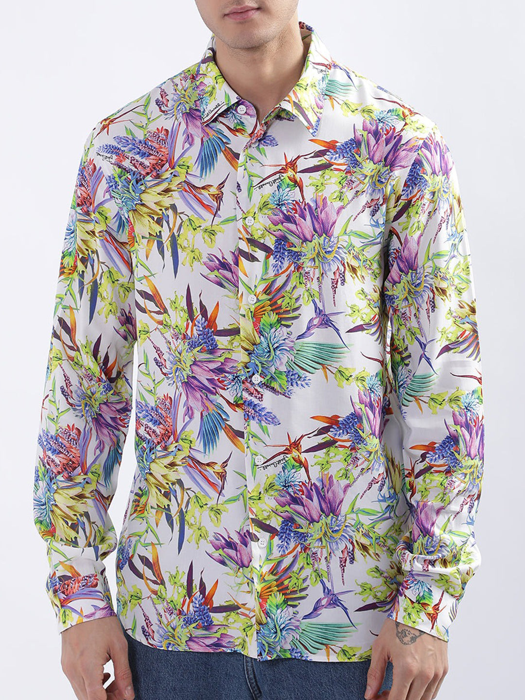 Just Cavalli Men Multi Printed Collar Shirt