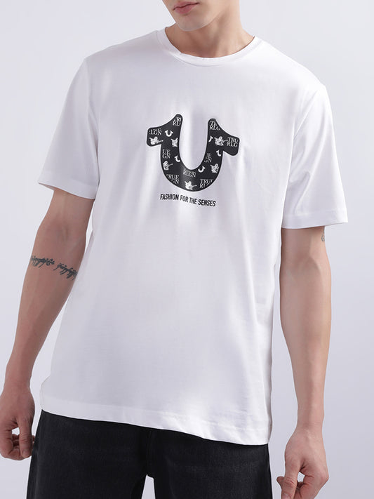 True Religion White Logo Regular Fit T-Shirt