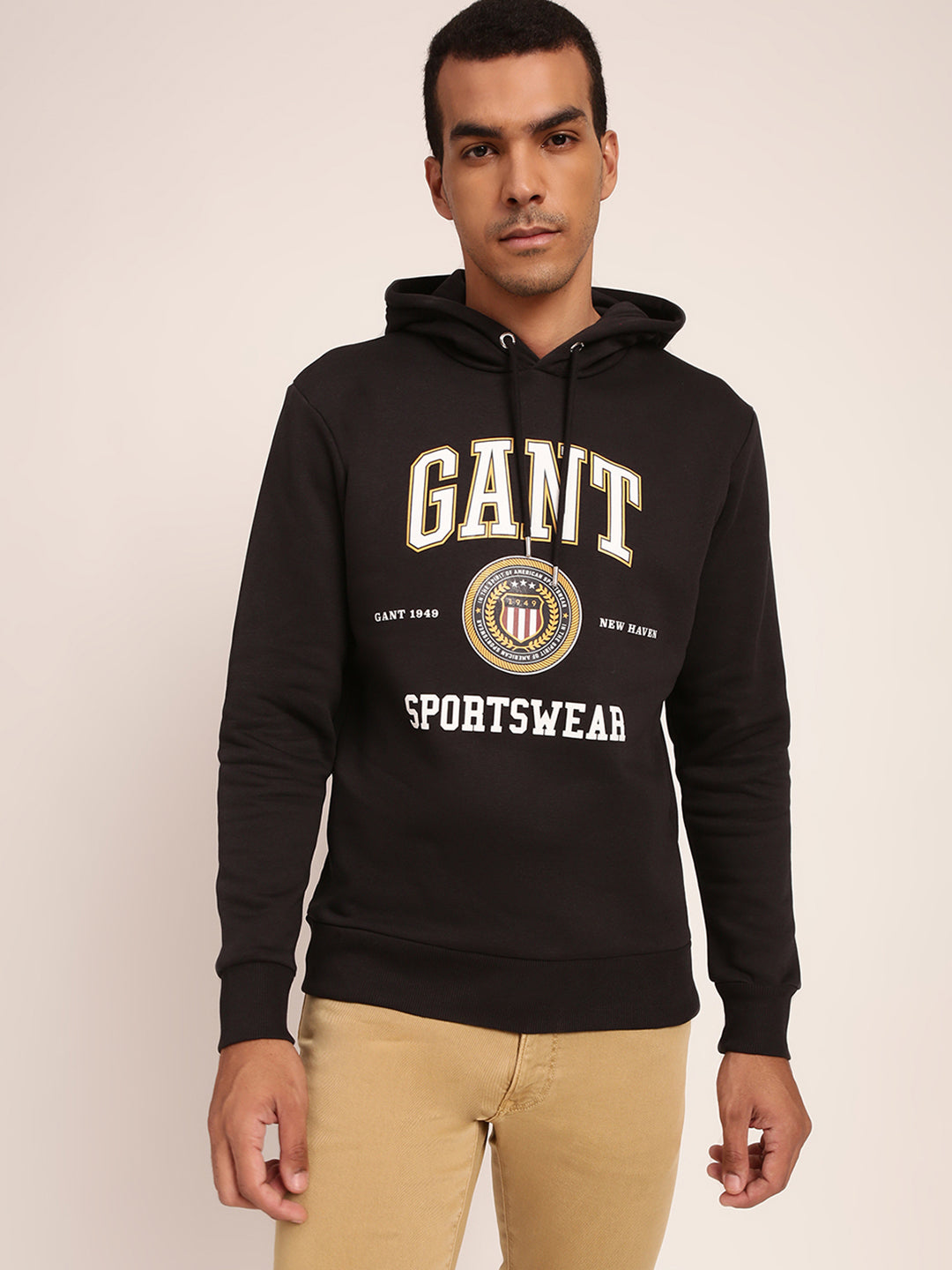 Gant Men Black Solid Hooded Sweatshirt