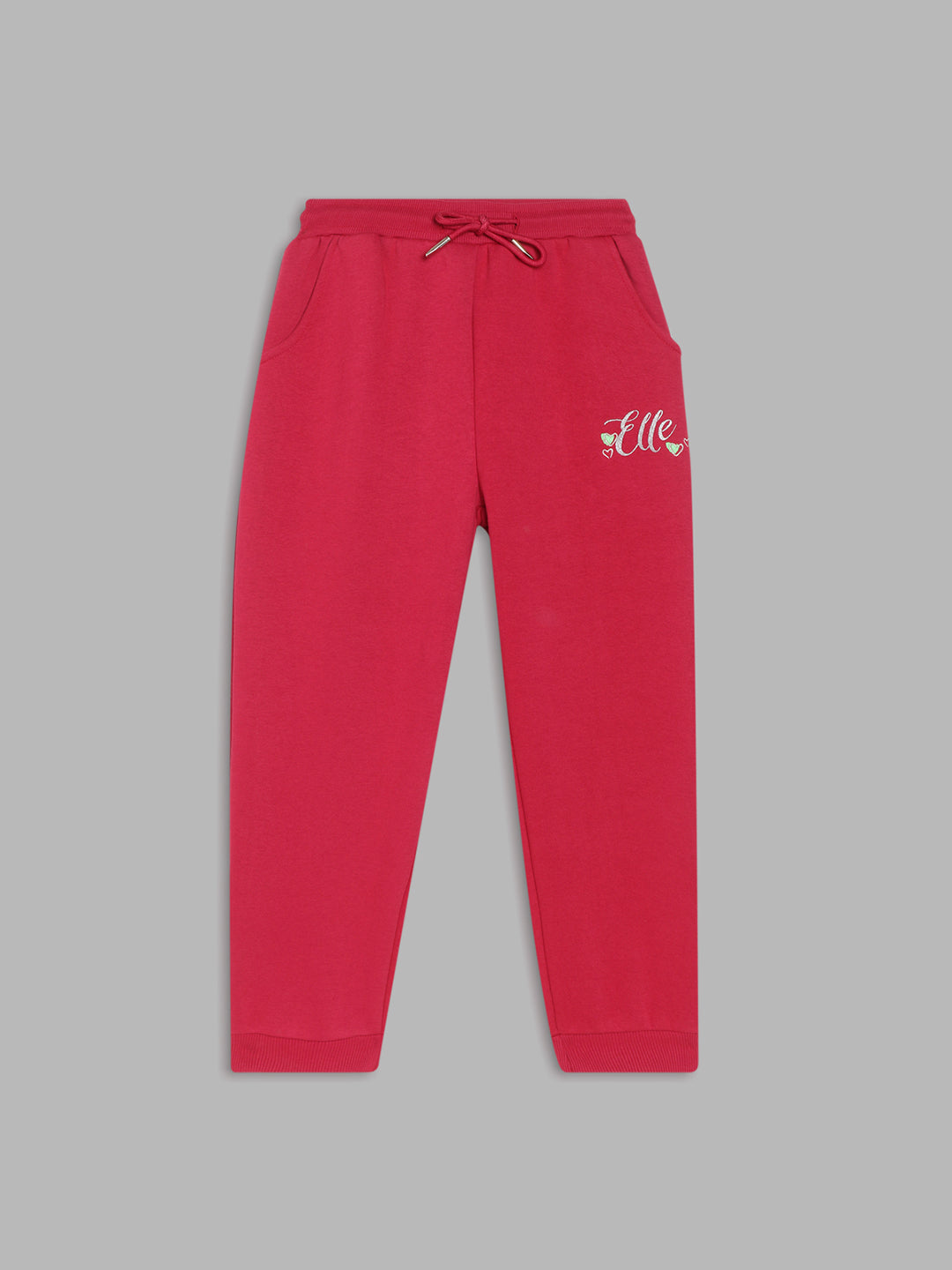 Elle Kids Girls Red Solid Regular Fit Sweatpant