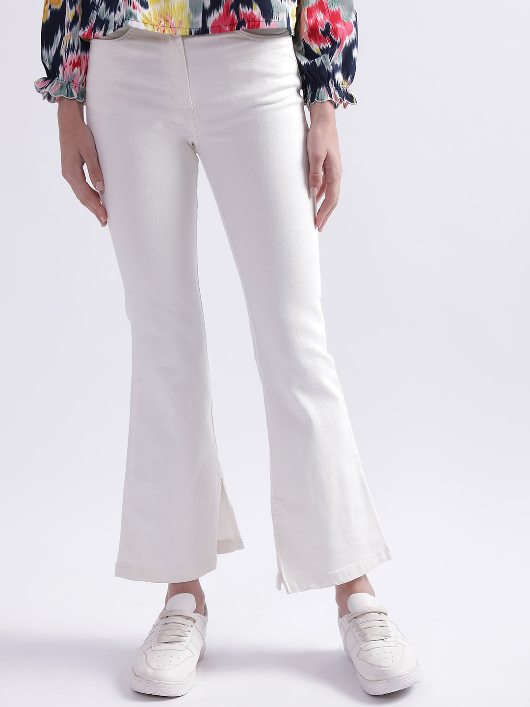 Elle Women White Solid Regular Fit Jeans