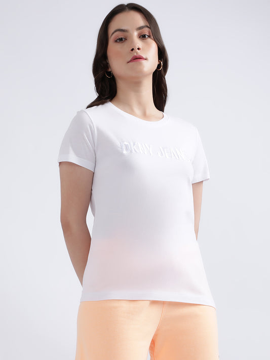 Dkny White Fashion Logo Regular Fit T-Shirt