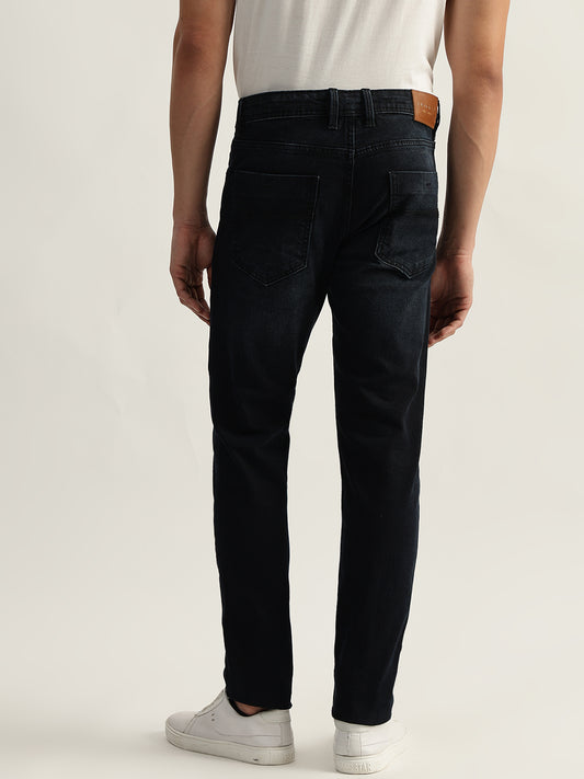 Iconic Men Blue Solid Slim Tapered Fit Mid-Rise Jeans