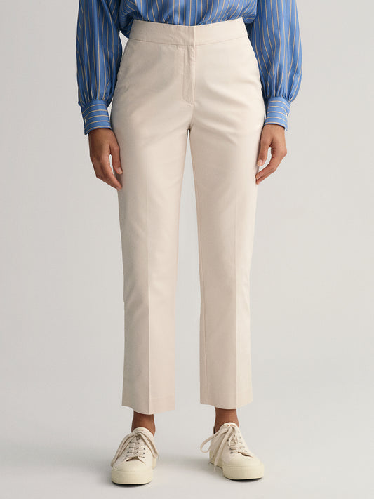 Gant Women Off White Solid Slim Fit Trouser