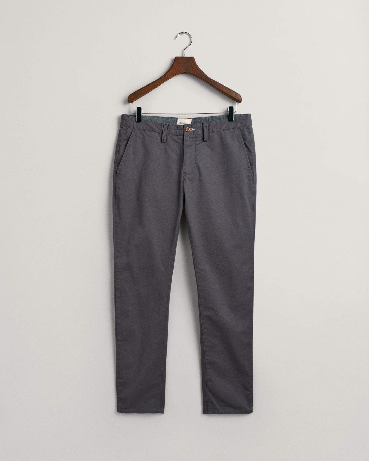 Gant Men Grey Solid Slim Fit Trouser