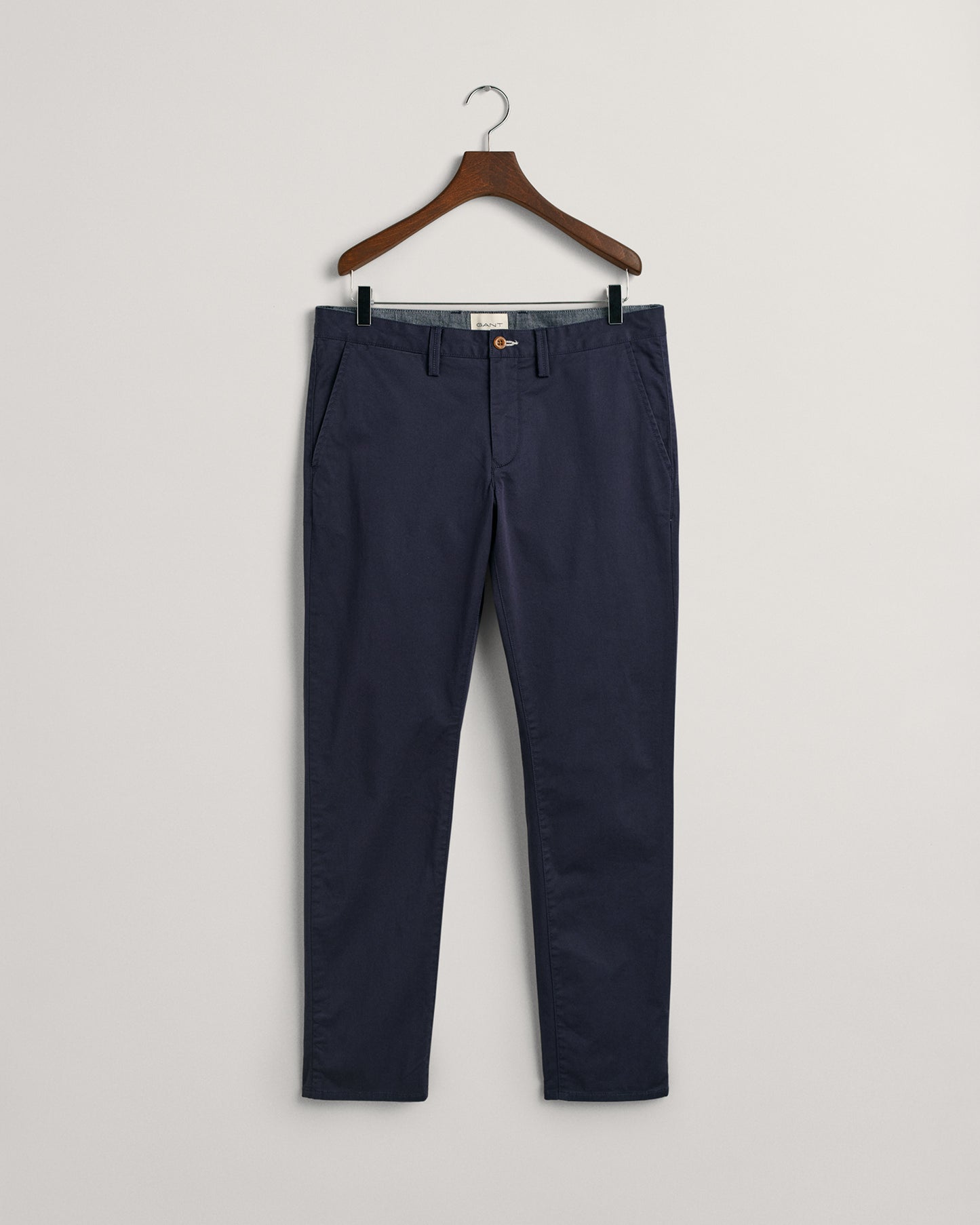 Gant Men Blue Solid Slim Fit Trouser