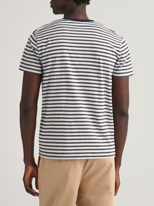 Gant White Striped Regular Fit T-Shirt