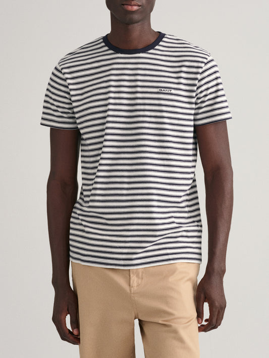 Gant White Striped Regular Fit T-Shirt