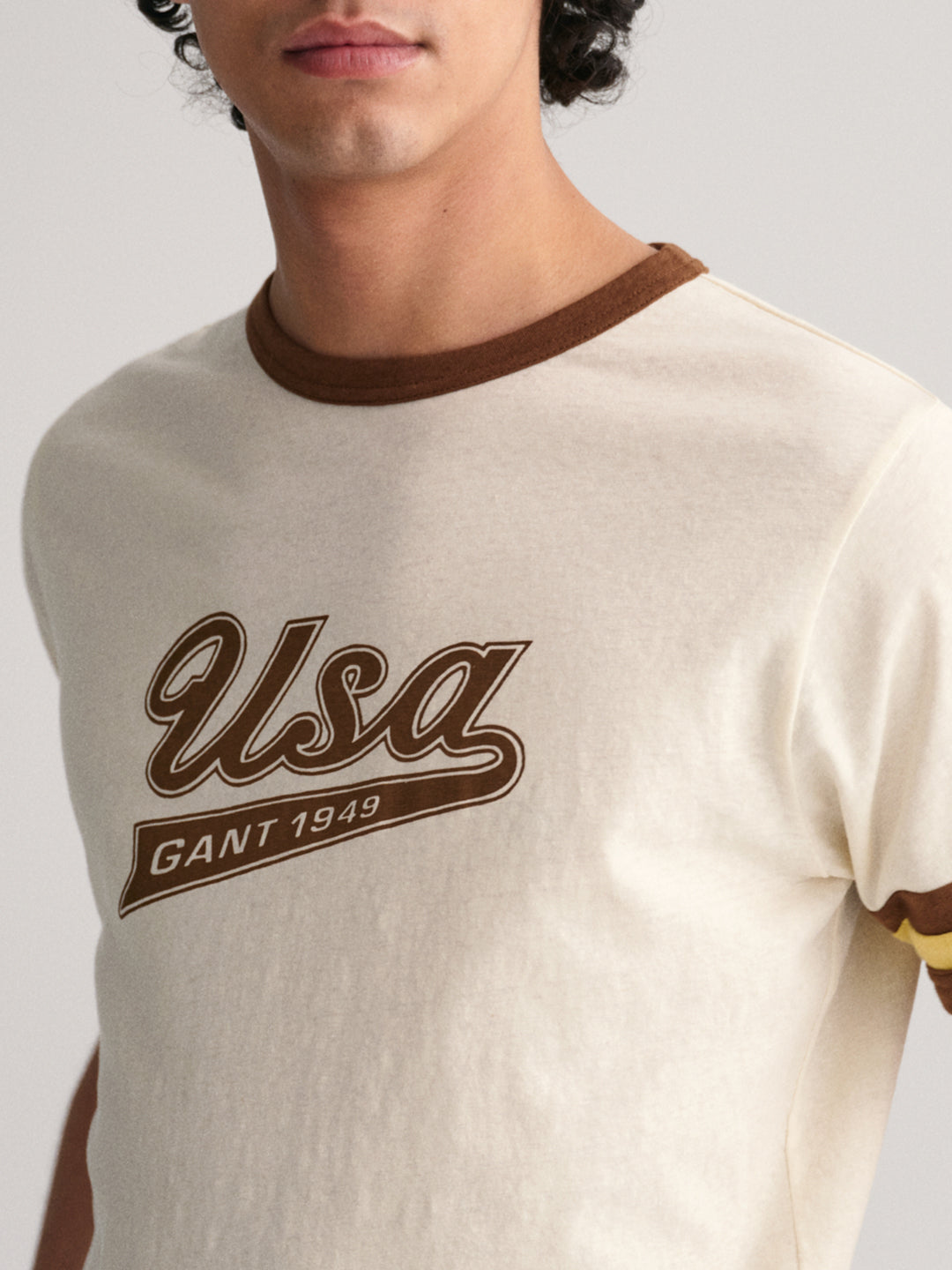 Gant Cream Printeded Slim Fit T-Shirt