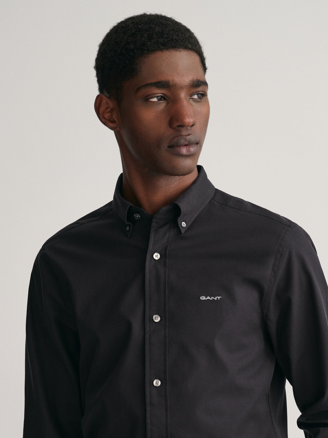 Mens black button down collar shirt on sale