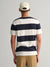 Gant Men Off White Striped Round Neck Short Sleeves T-Shirt