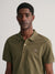 Gant Men Olive Solid Polo Collar Short Sleeves T-Shirt