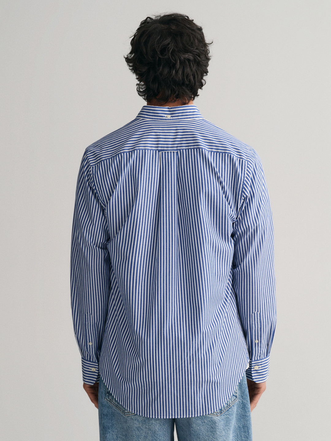 Gant Men Blue Striped Button-down Collar Full Sleeves Shirt