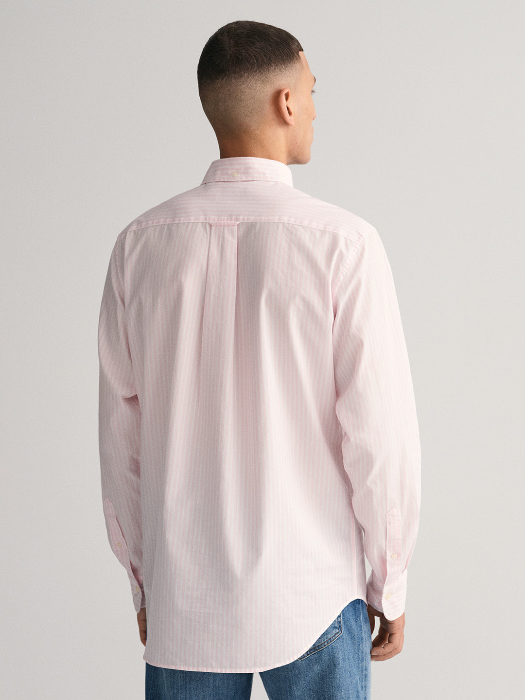 Gant Men Pink Striped Button-down Collar Full Sleeves Shirt