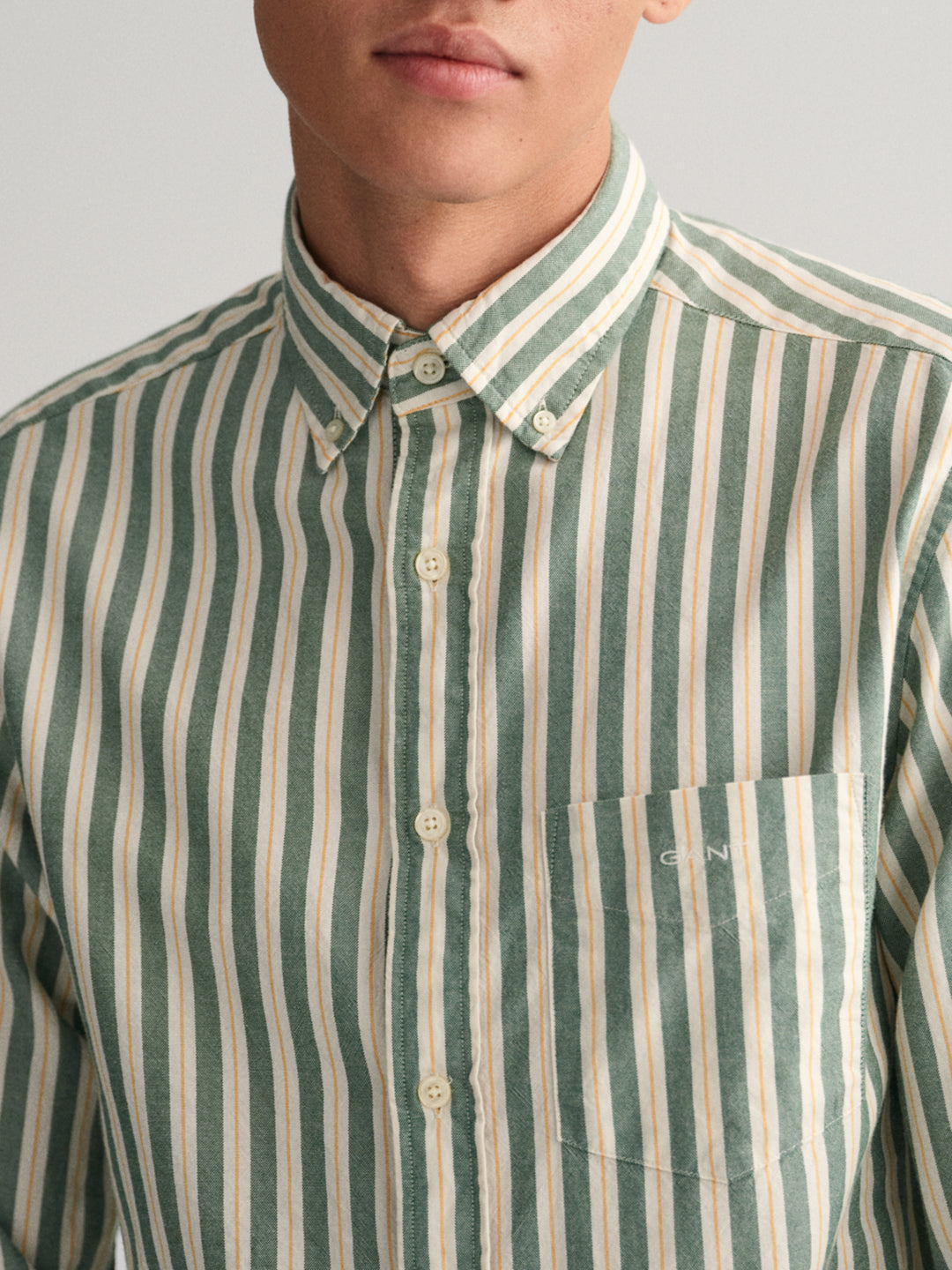 Gant Forest Green Striped Regular Fit Shirt