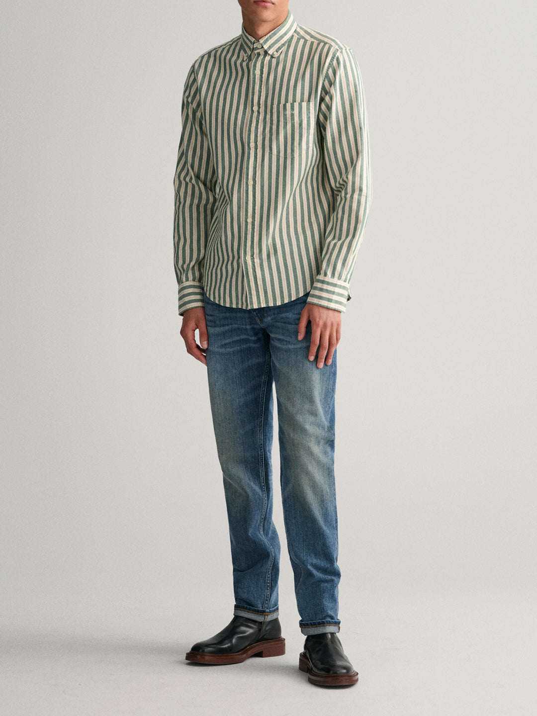 Gant Forest Green Striped Regular Fit Shirt