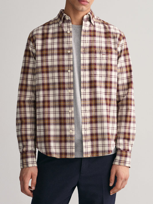 Gant Brown Checked Regular Fit Shirt