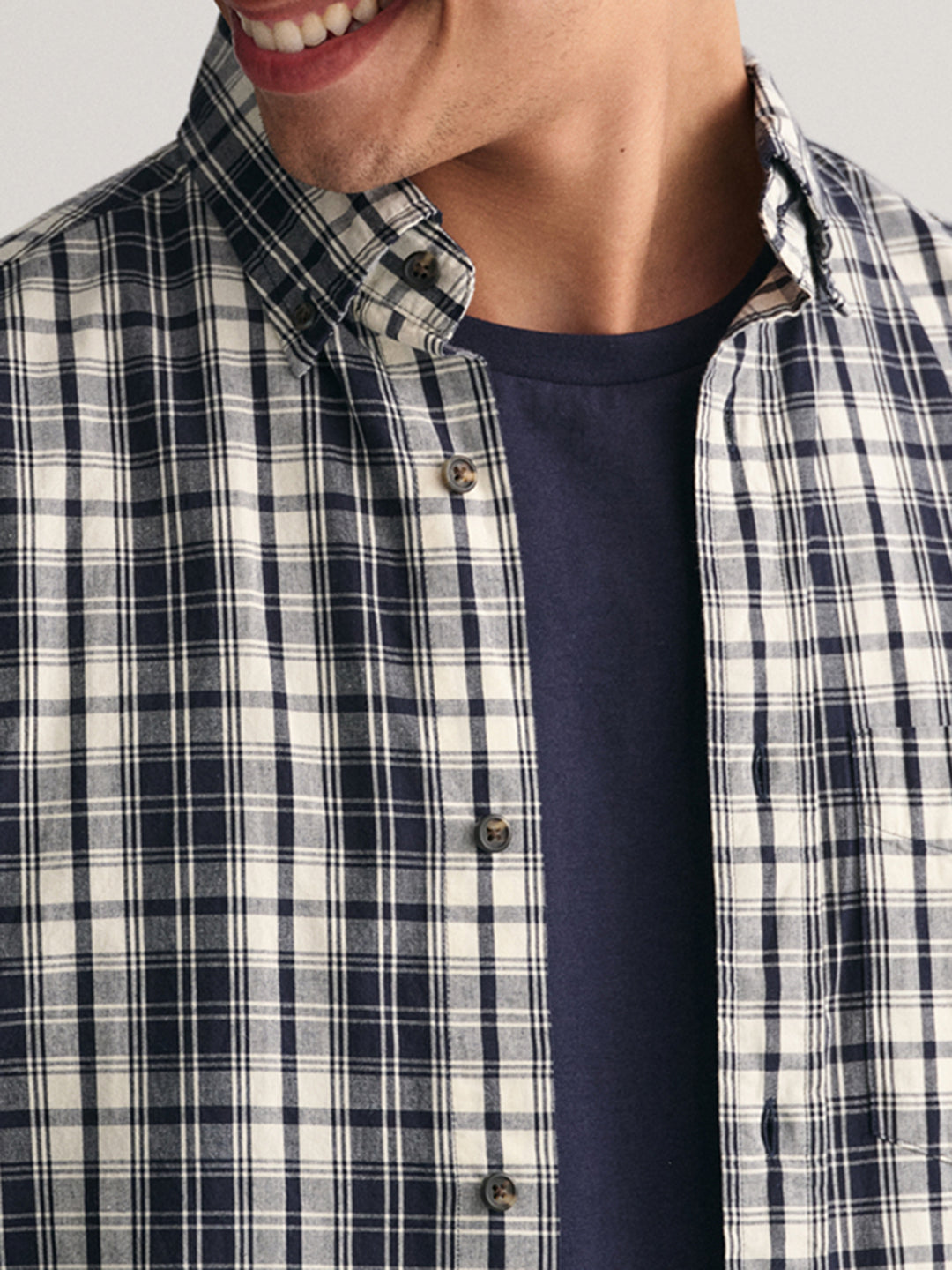 Gant Cream Checked Regular Fit Shirt