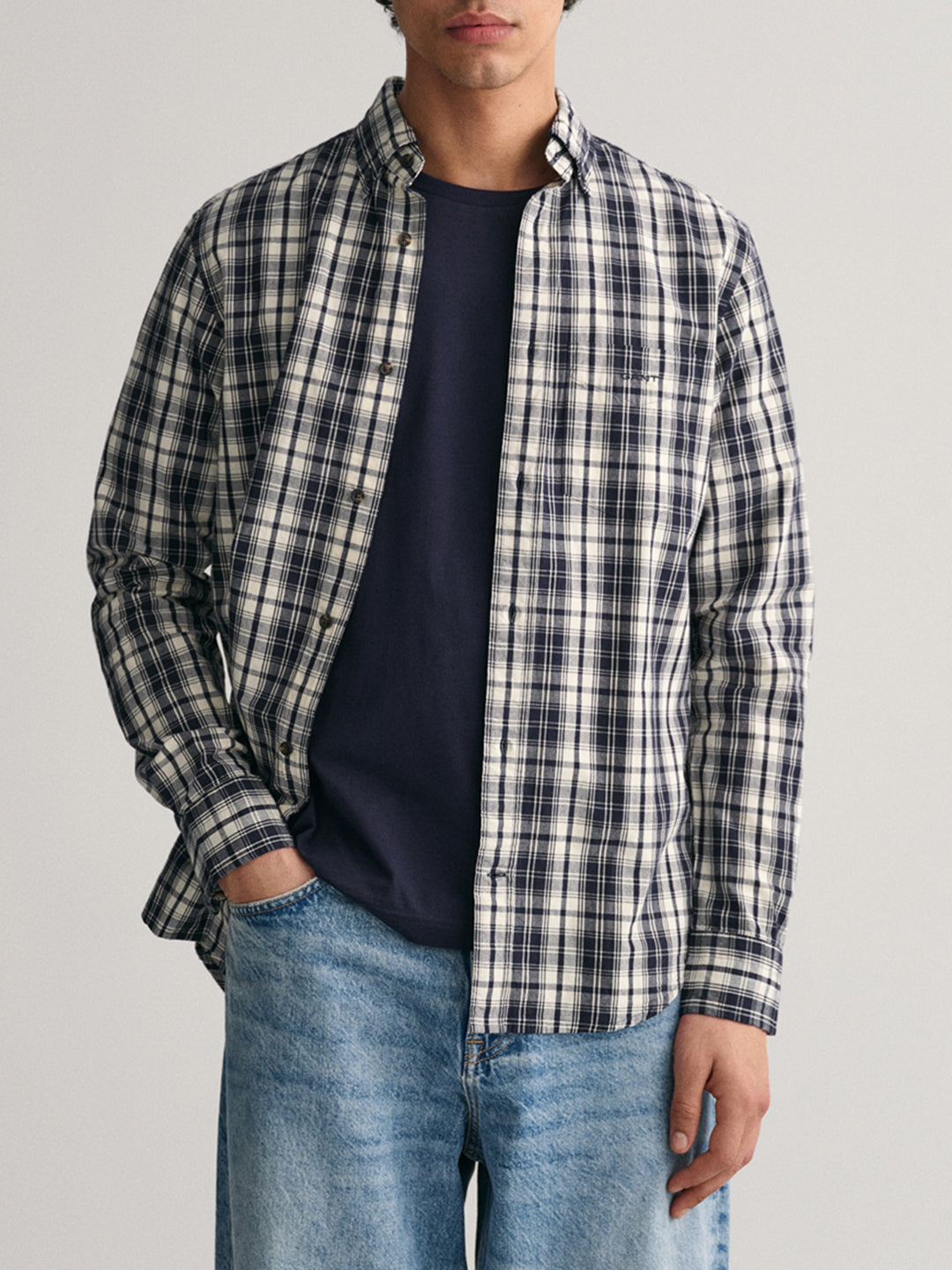 Gant Cream Checked Regular Fit Shirt