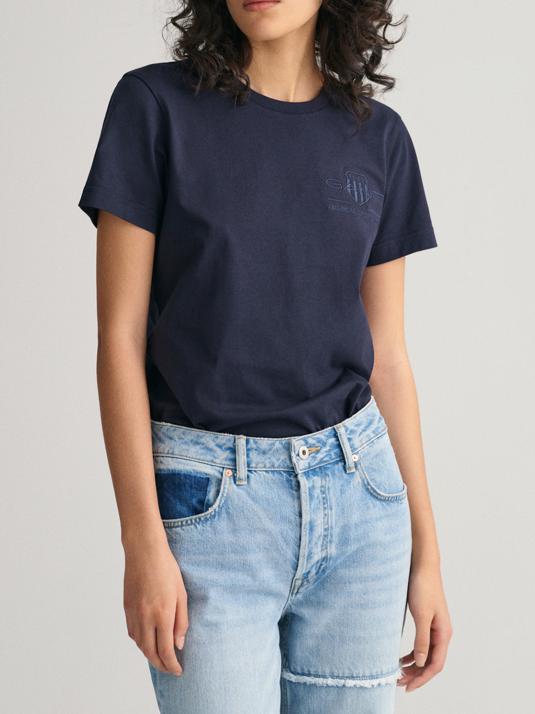 Gant Women Solid Round Neck T-Shirt