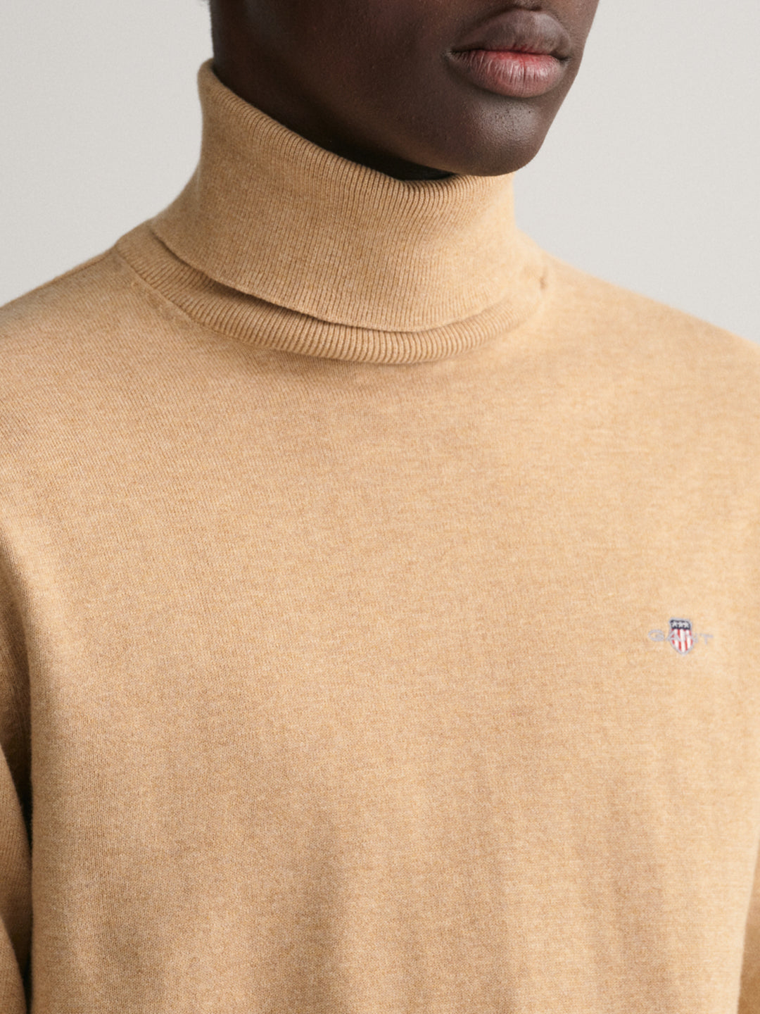 Gant Men Khaki Solid Round Neck Sweater