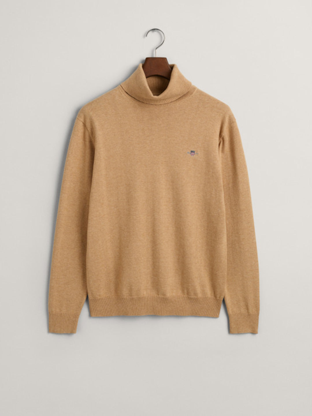 Gant Men Khaki Solid Round Neck Sweater