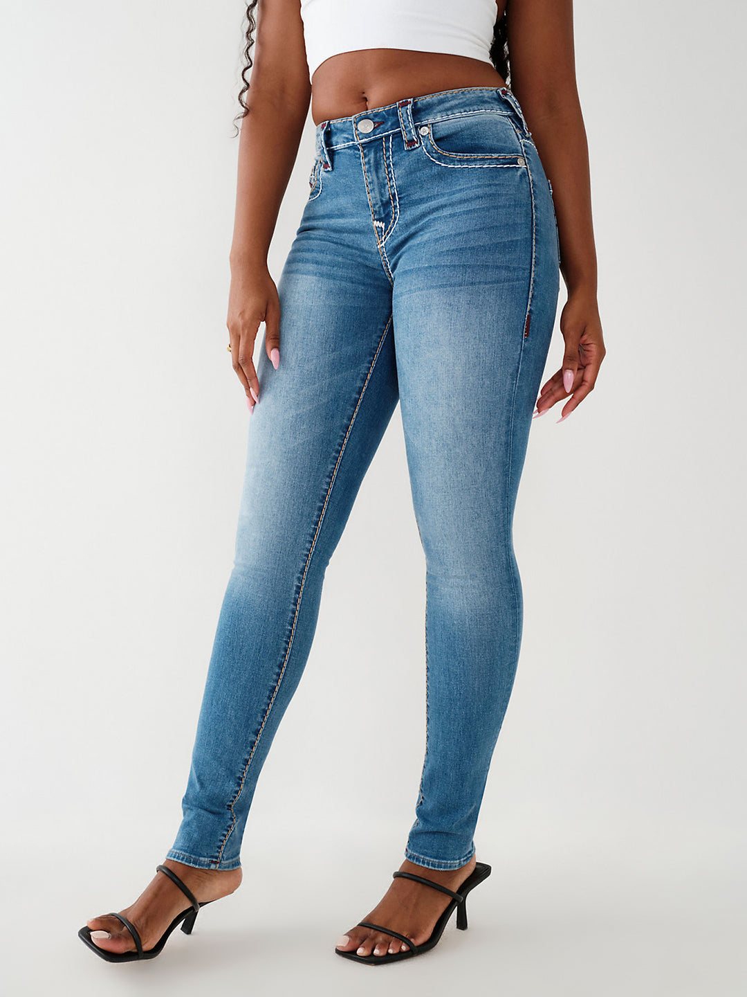 True Religion Super T Stella Skinny Blue Mid Rise Jeans