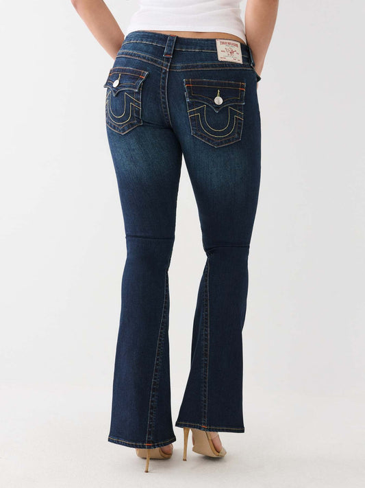 True Religion Women Blue Solid Flared Low-Rise Jeans