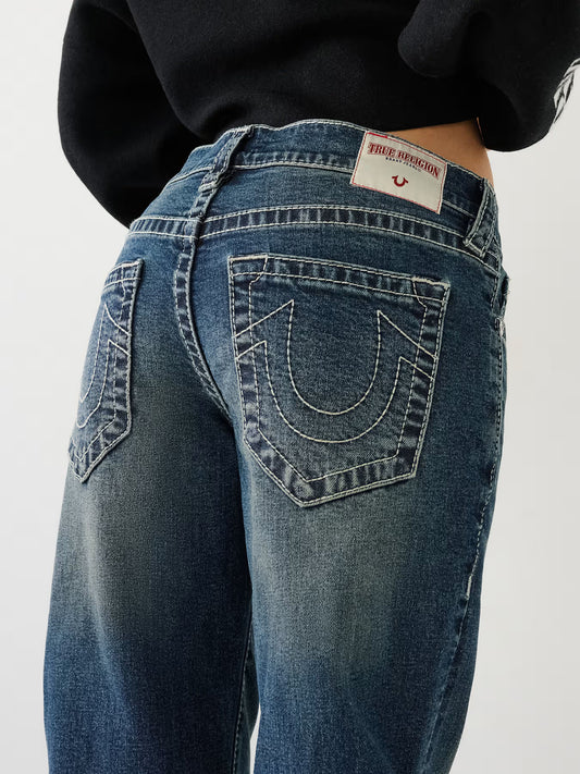 True Religion SN Ricki Straight Fit Blue Solid Jeans