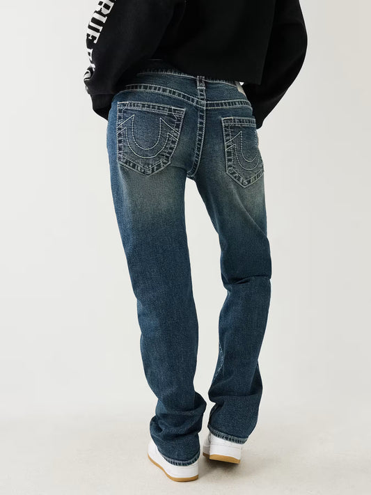 True Religion SN Ricki Straight Fit Blue Solid Jeans