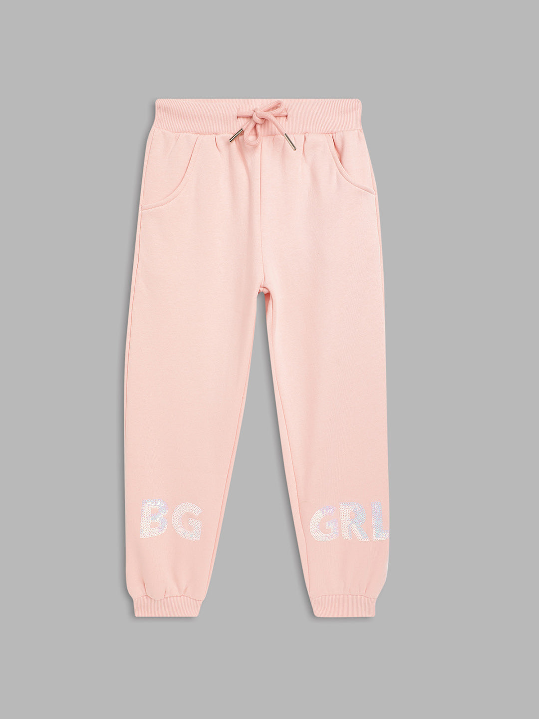 Blue Giraffe Girls Pink Solid Regular Fit Mid-Rise Joggers Style Trackpant