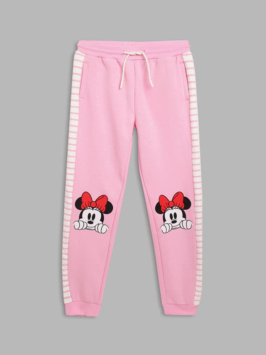 Blue Giraffe Girls Pink Printed Regular Fit Joggers Style Sweatpant