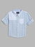 Blue Giraffe Boys Blue Checked Spread Collar Full Sleeves Shirt