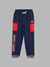 Blue Giraffe Boys Navy Blue Printed Straight Fit Mid-Rise Joggers Style Trackpant