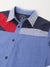 Blue Giraffe Boys Blue Color-Blocked Spread Collar Full Sleeves Shirt