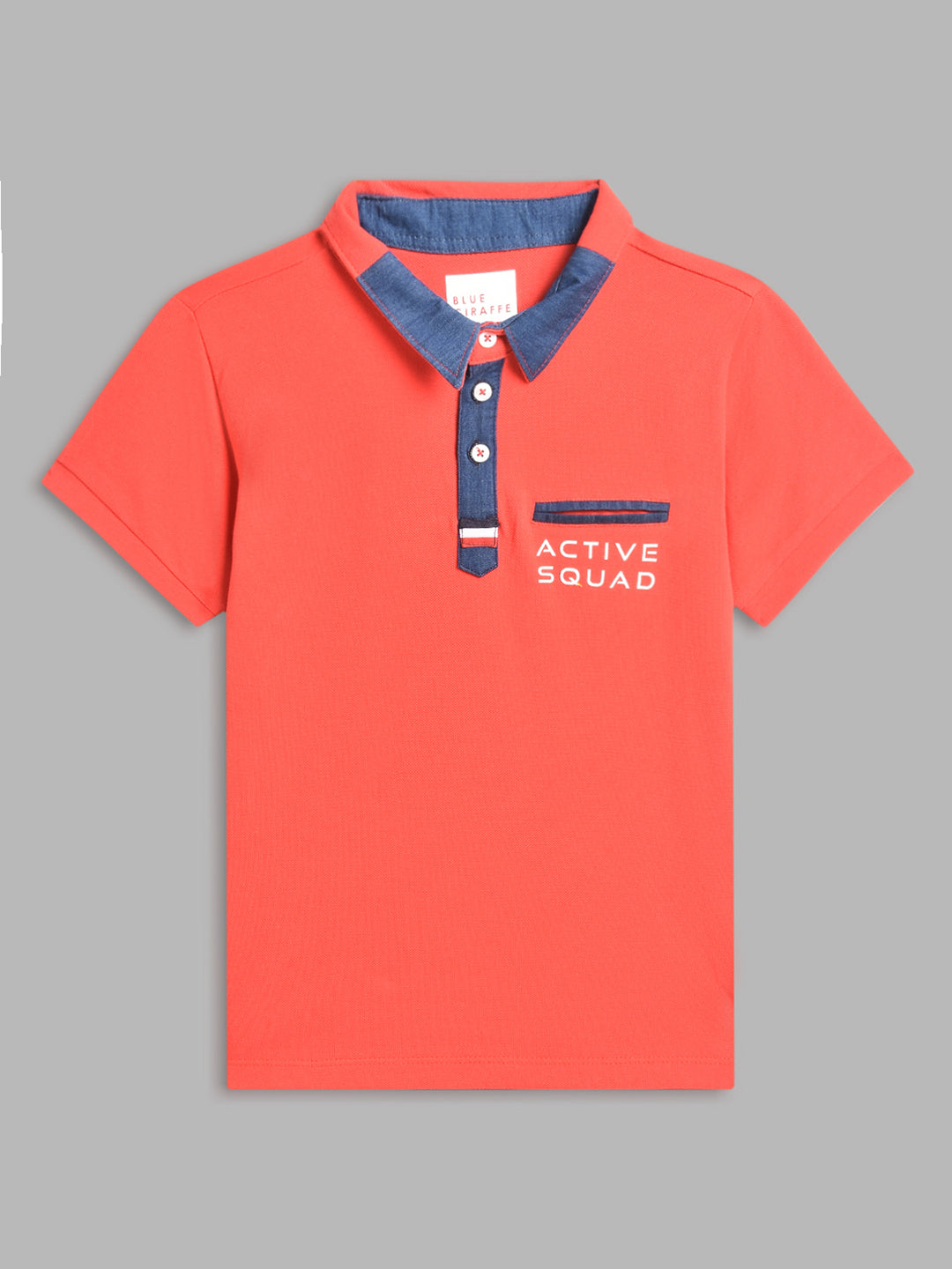 Blue Giraffe Boys Red Solid Polo Collar Short Sleeves T-Shirt