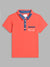 Blue Giraffe Boys Red Solid Polo Collar Short Sleeves T-Shirt