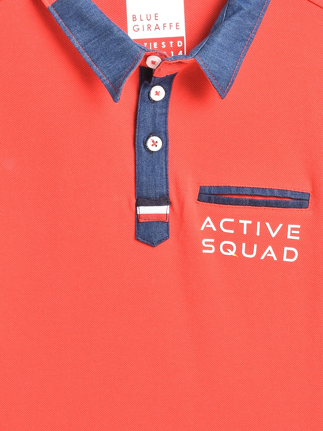 Blue Giraffe Boys Red Solid Polo Collar Short Sleeves T-Shirt