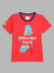 Blue Giraffe Boys Red Printed Round Neck Short Sleeves T-Shirt