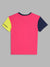 Blue Giraffe Boys Multicolor Colorblocked Round Neck Short Sleeves T-Shirt