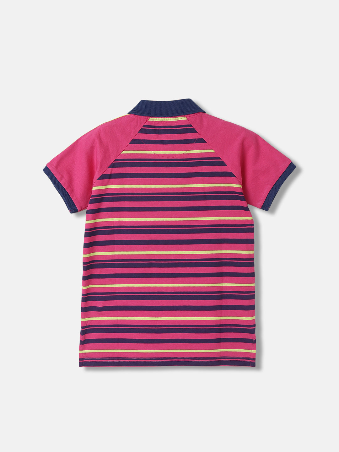 Blue Giraffe Boys Pink Striped Polo Collar Short Sleeves T-Shirt