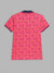 Blue Giraffe Boys Pink Printed Polo Collar Short Sleeves T-Shirt