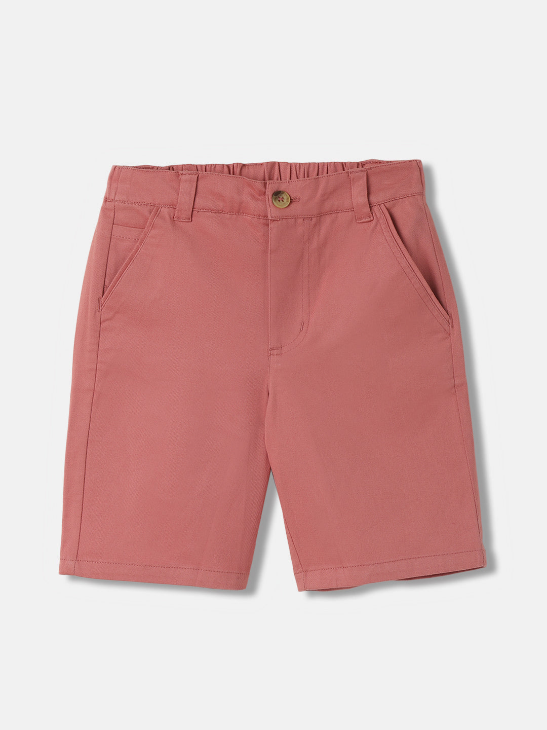 Blue Giraffe Boys Peach Solid Straight Fit Shorts