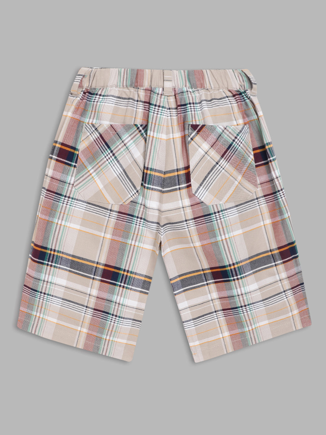 Blue Giraffe Boys Multi-Color Checked Straight Fit Shorts