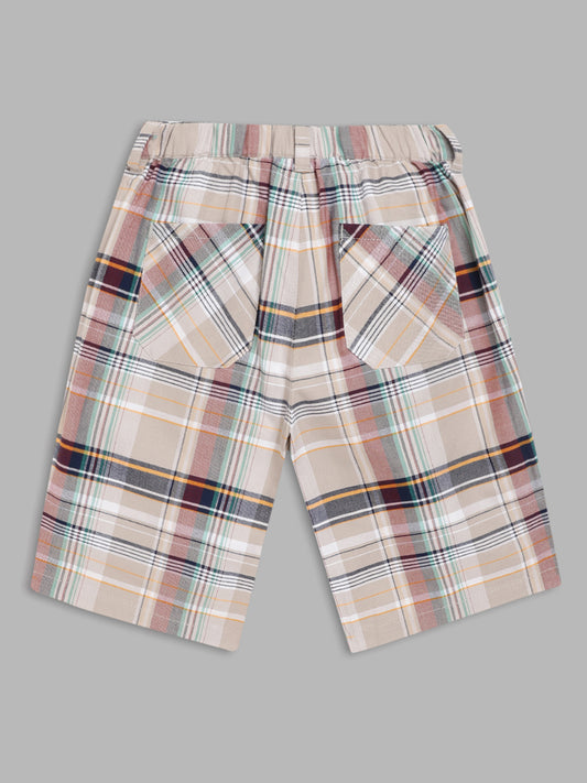 Blue Giraffe Boys Multi-Color Checked Straight Fit Shorts